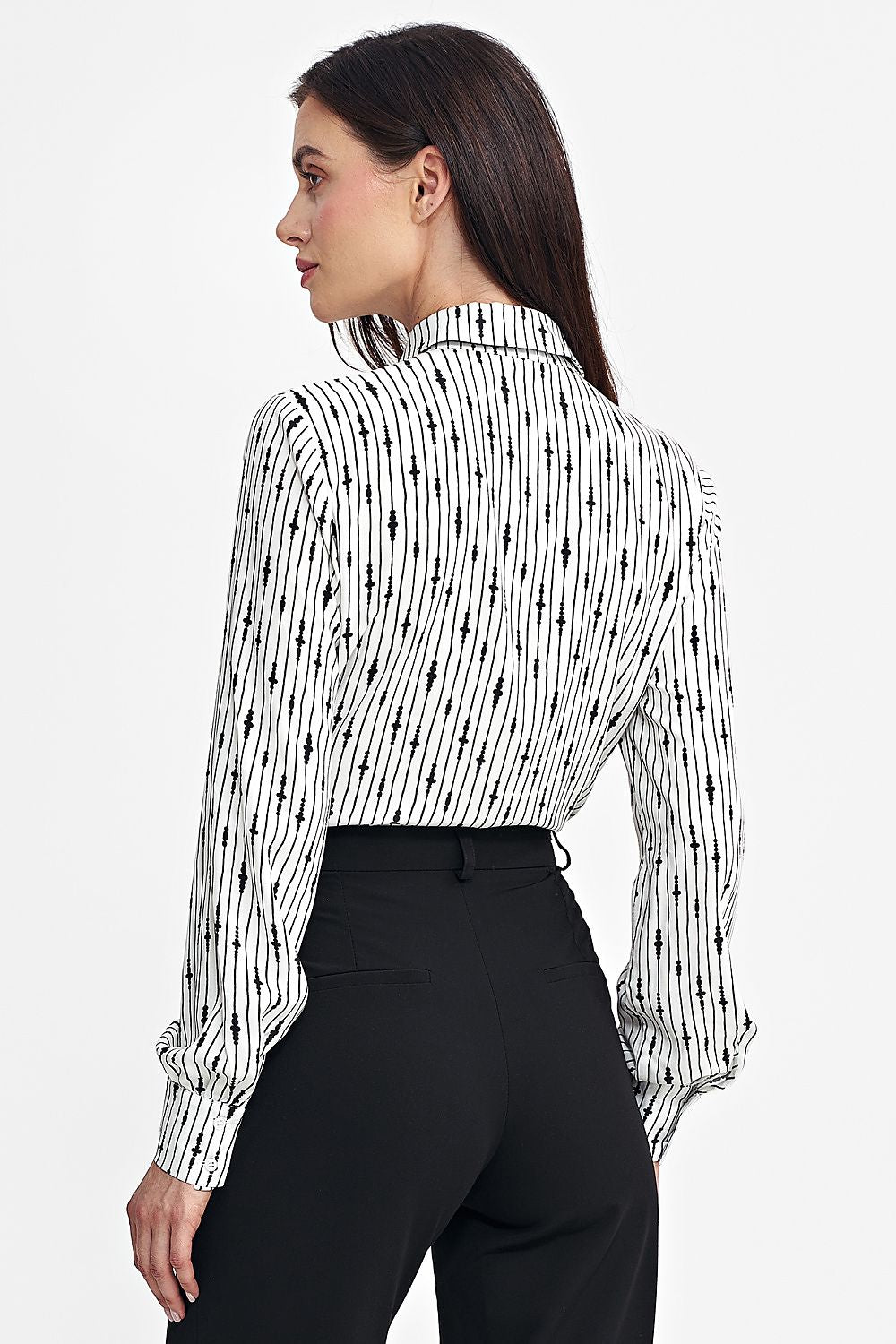 Elegant Long Sleeve Viscose Shirt with Collar and Sash in Multiple Sizes EU 36-42 by Nife