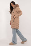 Luxury Knee-Length Quilted Jacket with Detachable Fur Hood - Sizes S to XXL