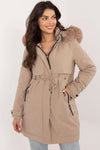 Luxury Quilted Jacket With Detachable Fur Hood, Waist Belt And Zipper Pockets - Sizes S, M, L, XL, XXL