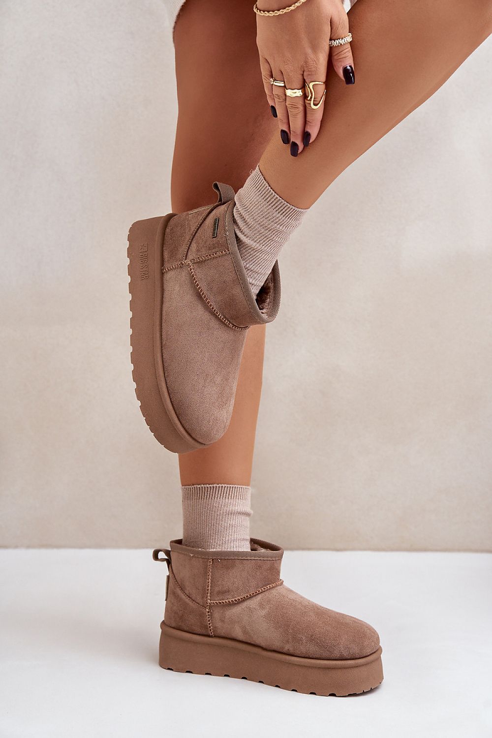 Luxury Women's Low Snow Boots in Imitation Leather Suede with Fur Warmers, EU Sizes 36-41