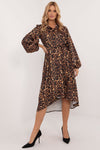 Luxurious Midi Length Asymmetrical Shirt Dress in Animal Print by Lakerta | Sizes S/M, L/XL