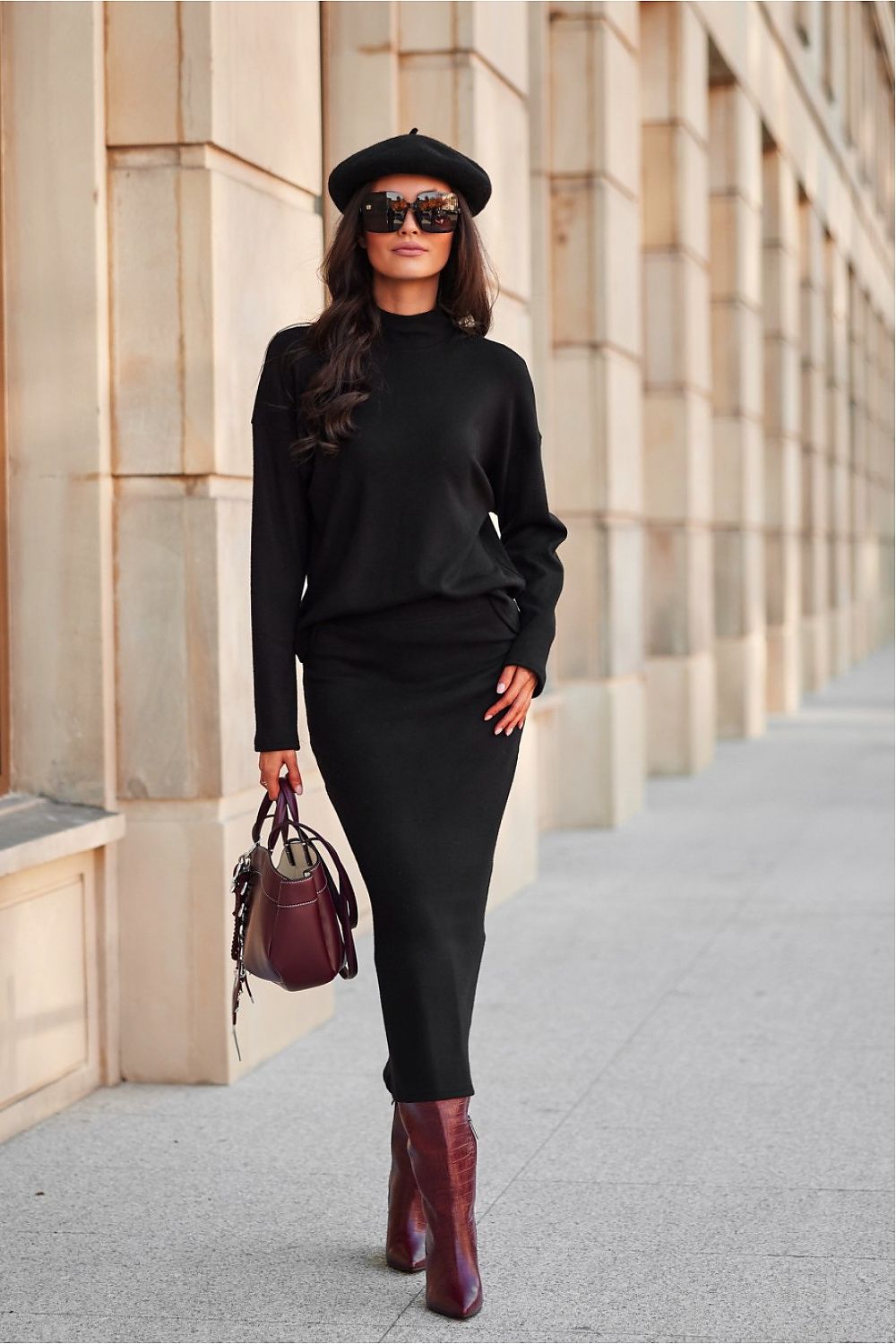 Carmen Midi Skirt by Roco Fashion - Elegant Tube Cut, Warm Knitted Fabric, Sizes EU 36-42