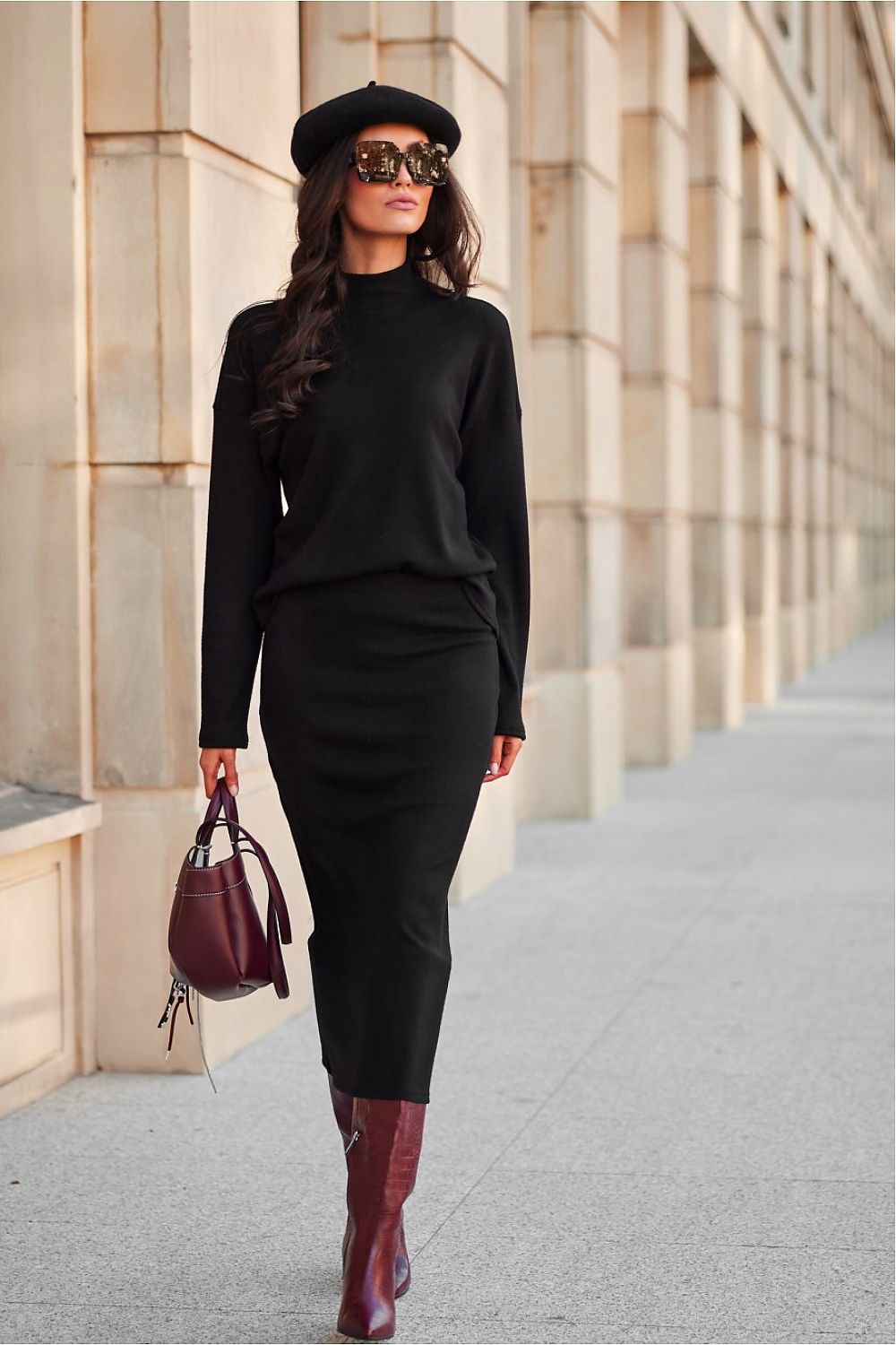 Carmen Midi Skirt by Roco Fashion - Elegant Tube Cut, Warm Knitted Fabric, Sizes EU 36-42