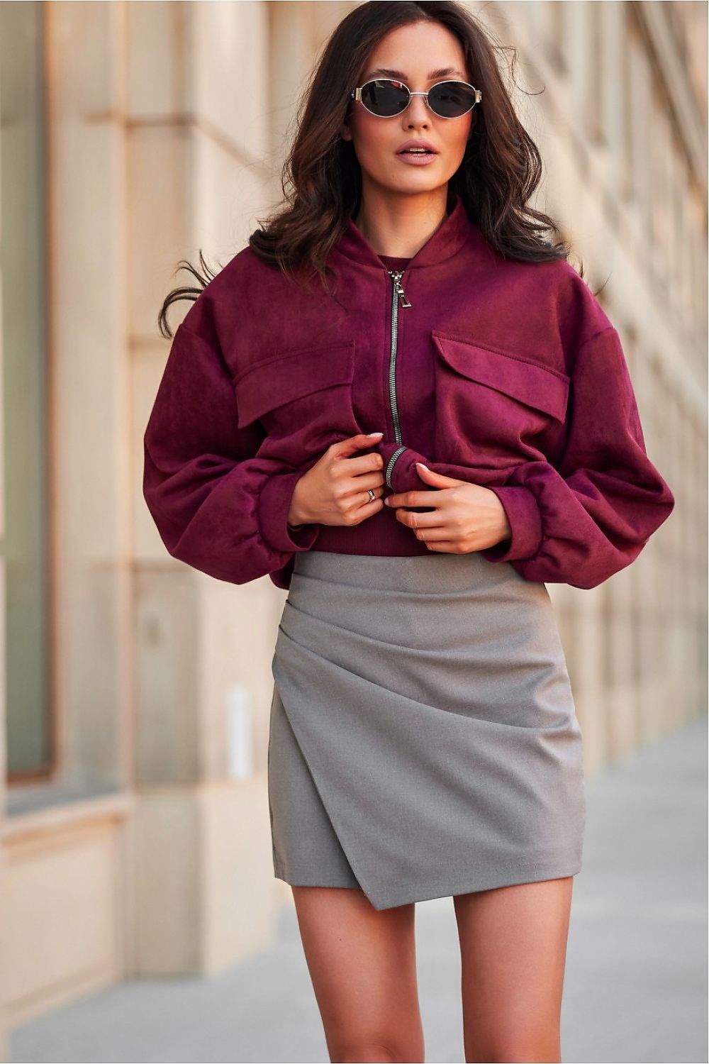 Selene Roco Fashion Skirt Pants With Asymmetrical Overlap & Concealed Zipper