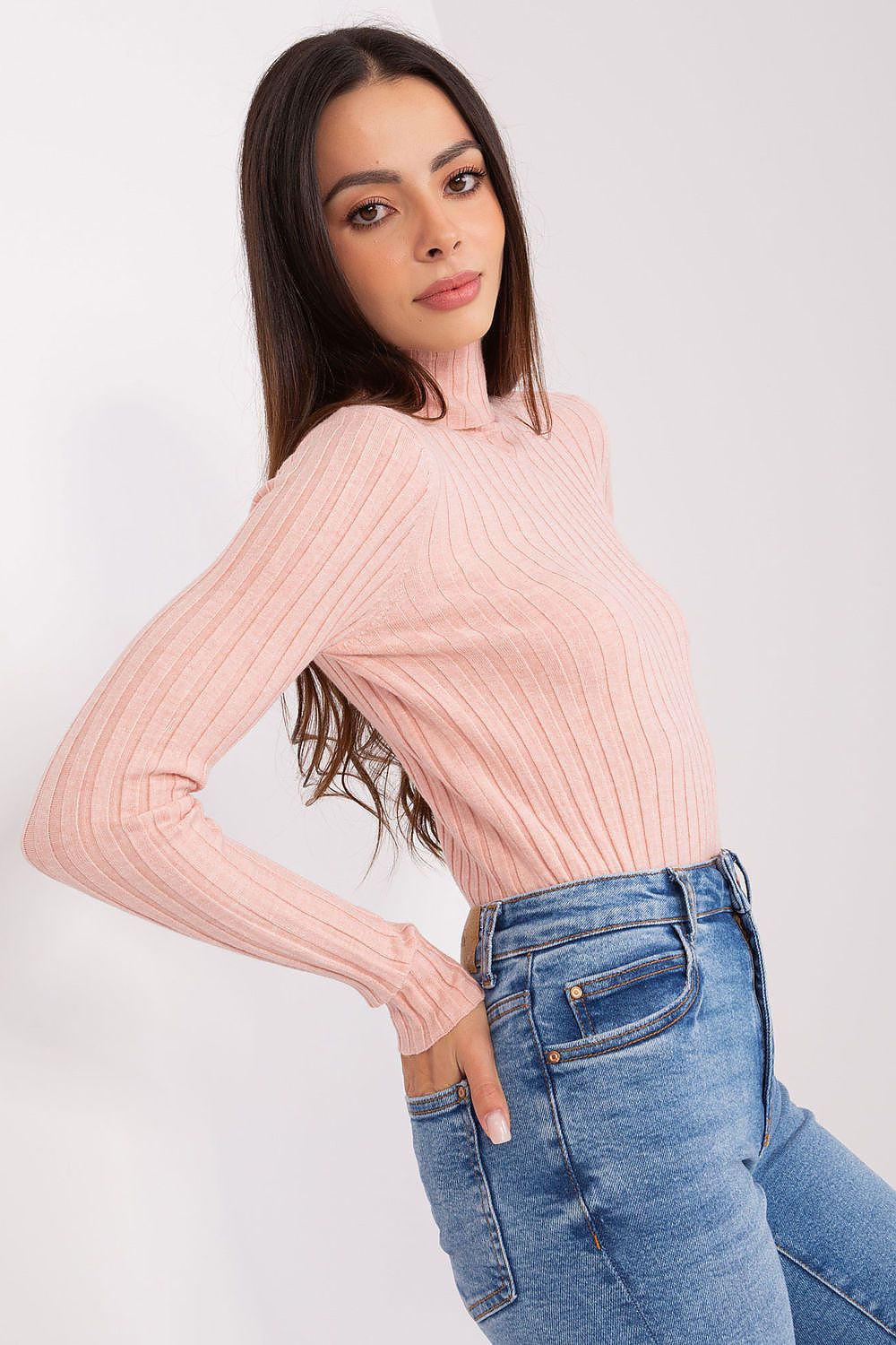 Luxury Viscose Turtleneck Sweater with Ribbed Fabric - Elegant Comfort for Work and Everyday Wear