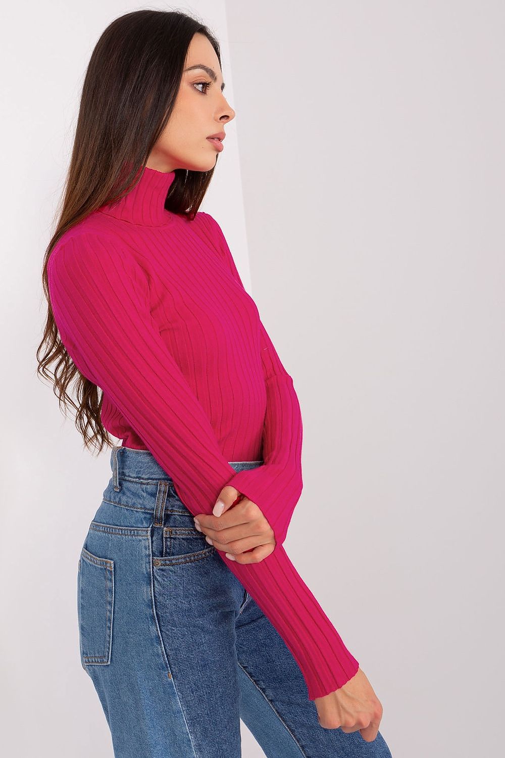 Luxury Viscose Turtleneck Sweater with Ribbed Fabric - Elegant Comfort for Work and Everyday Wear