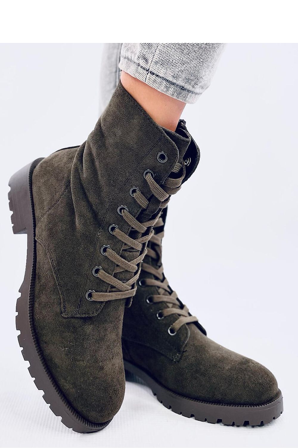 Inello Women's Eco-Suede Booties, Lined with Soft Fur, Side Zipper, Lace-Up, Sizes EU 36-41