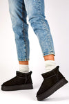 Luxurious Black Women's Natural Leather Snow Boots, Eco-Fur Lining, 10 cm Upper, 5 cm Platform, Sizes EU 36-41