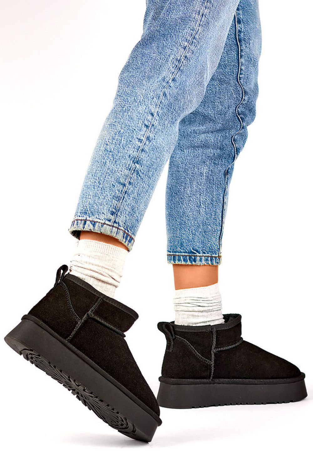 Luxurious Black Women's Natural Leather Snow Boots, Eco-Fur Lining, 10 cm Upper, 5 cm Platform, Sizes EU 36-41