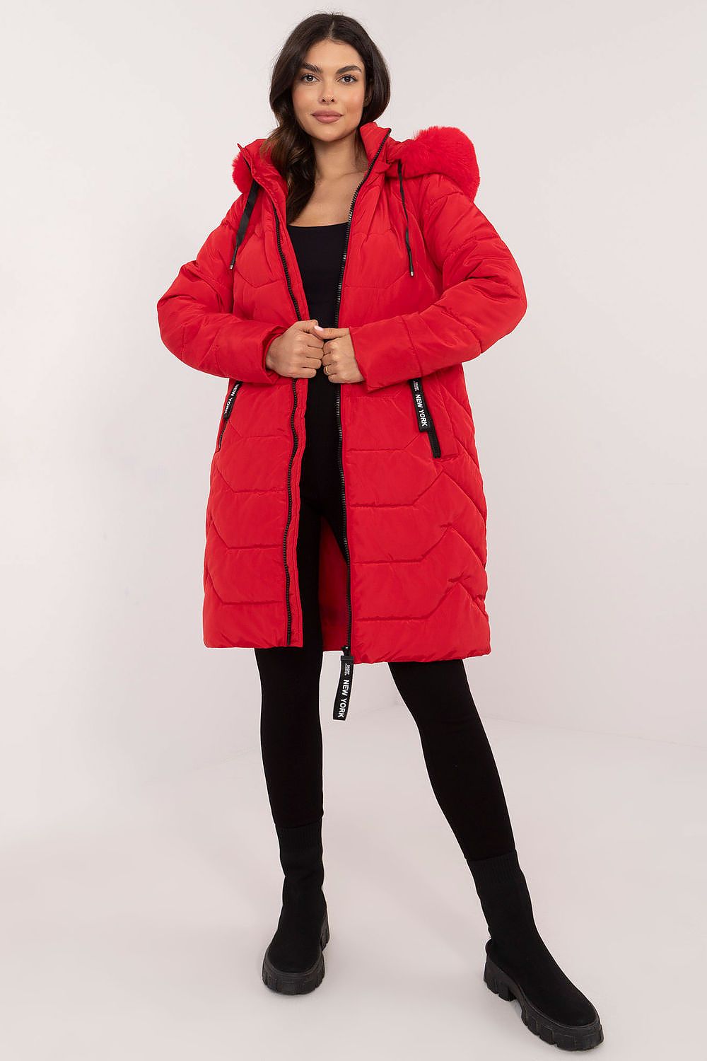 Luxury Women's Quilted Down Jacket with Detachable Fur Hood, Sizes S-XXL for Autumn/Winter