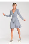 Sophisticated Figl Cotton Dress With Long Sleeves, Flared Hem, Envelope Neckline - Sizes XS To L
