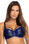 Axami Elegant Push-Up Bra in Black with Navy Blue Glitter Embroidery, Sizes EU 65C-85D