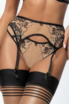 Axami Soft Floral Garter Belt With Gold Accents & Underwire - Sizes S, M, L for Sensual Elegance