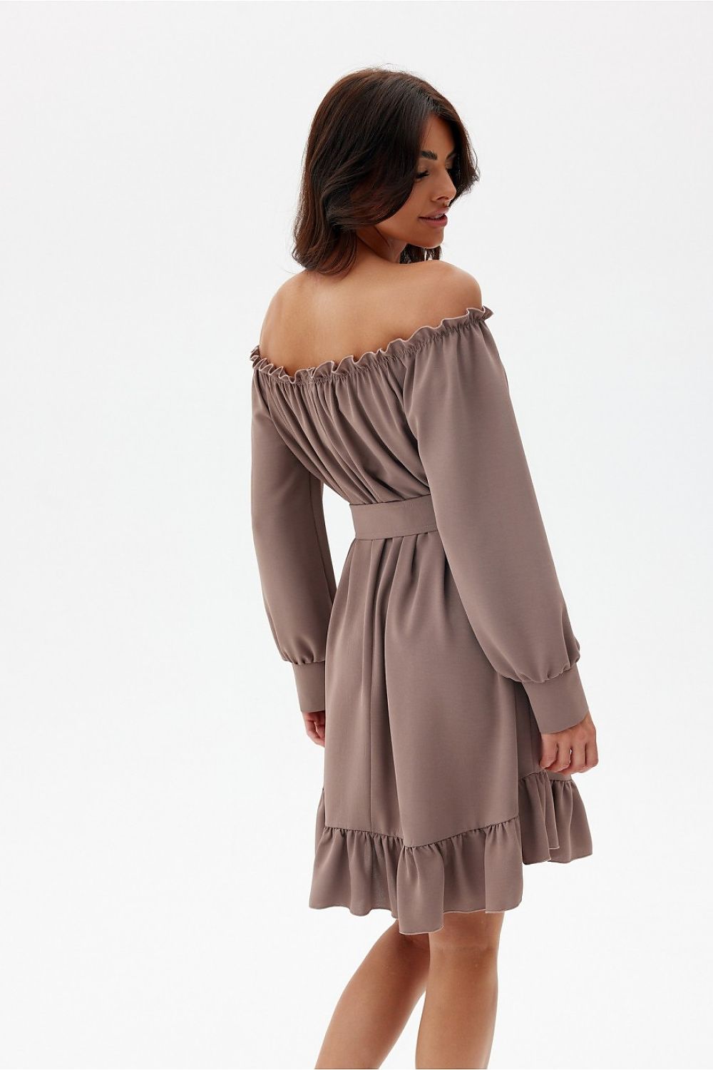 Elegant Roco Fashion Daydress, EU S/M & L/XL, Ruffled Hem, Adjustable Belt, Spanish Neckline, Airy Sleeves