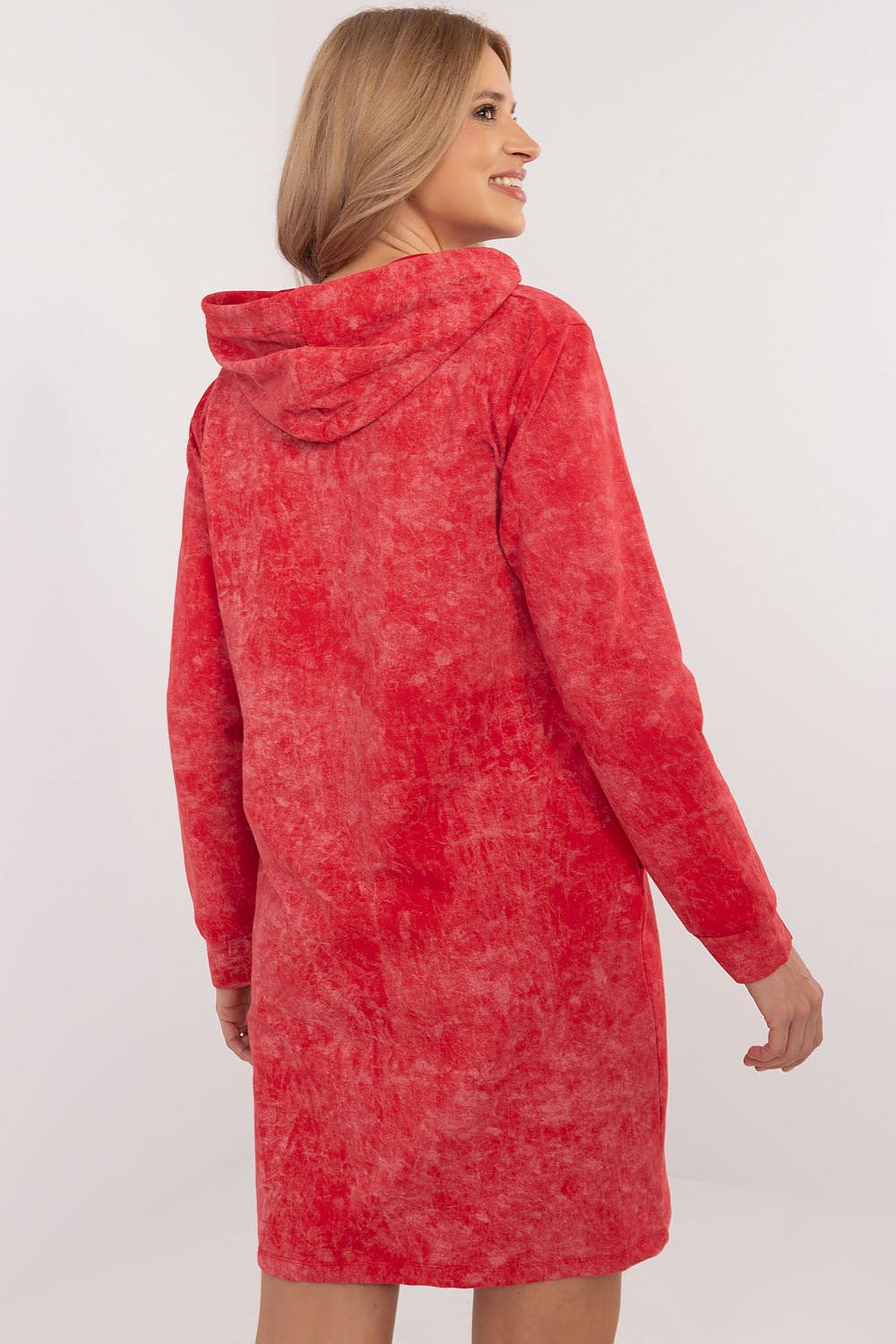 Elegant Cotton Blend Marble Print Sweatshirt Dress with Hood, Sizes EU 0-4 - Stylish Casual Comfort