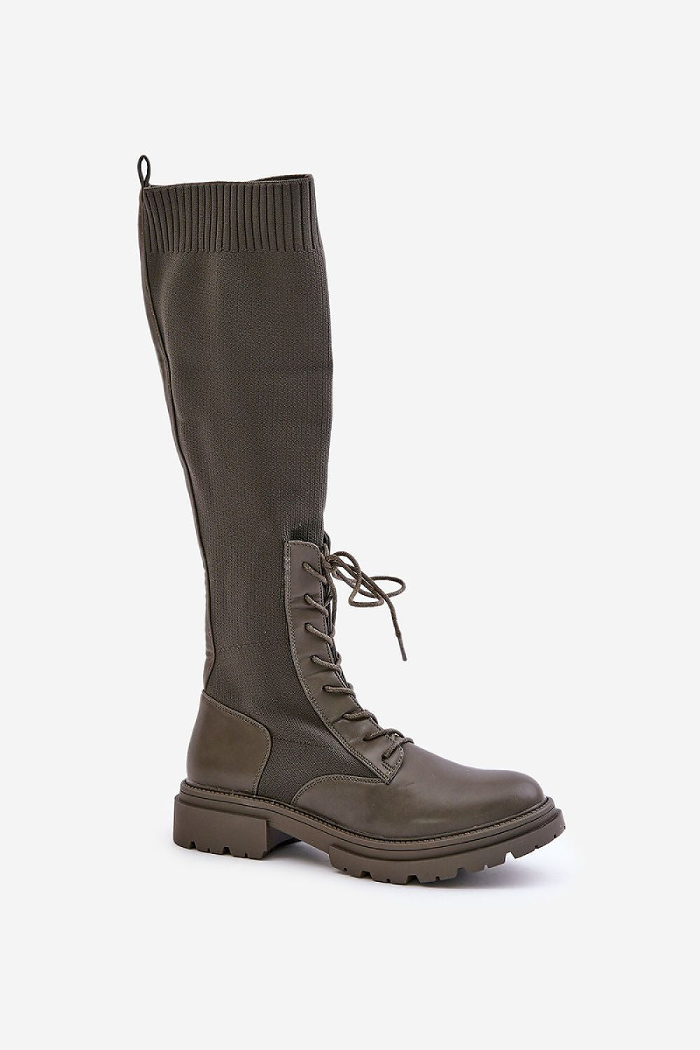 Women's Eco-Leather Thigh-High Boots with Laced Elastic Shaft - 40cm Height, Sizes EU 36-41