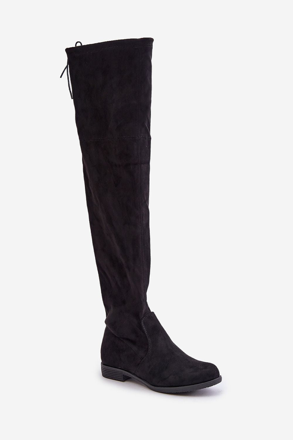 Luxury Women's Thigh-High Boots in Eco Suede, Sizes EU 36-41, Adjustable Upper, Flat Heel