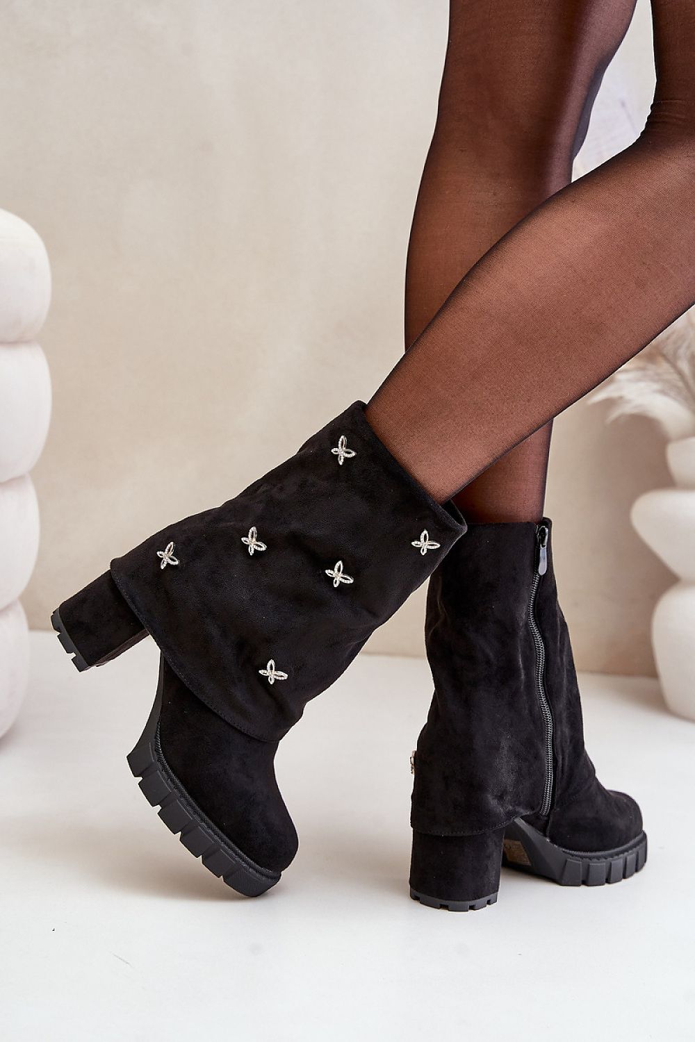 Stylish Eco-Suede Stiletto Heel Boots for Women, Insulated Comfort, Sizes EU 36-41