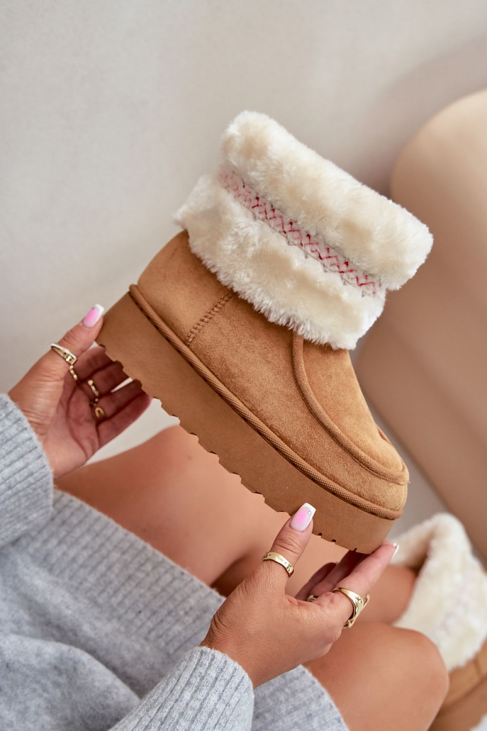 Luxury Eco Suede Snow Boots with Fur, Platform Height 3.5cm, Available Sizes EU 36-41