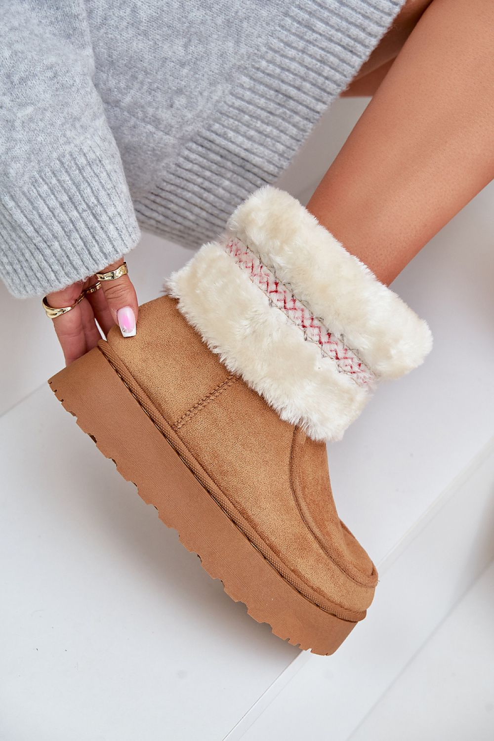 Luxury Eco Suede Snow Boots with Fur, Platform Height 3.5cm, Available Sizes EU 36-41