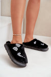 Luxury Fur Women's Slippers with Stylish Patches and Bow – Sizes EU 36/37 to 40/41