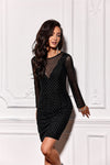 Roco Fashion Elegant Checkered Dress with Glittering Dots – Sizes EU 34-42