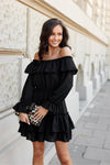 Morella Spanish Mini Dress with Ruffles, Adjustable Neckline, Sizes EU 36-40 by Roco Fashion