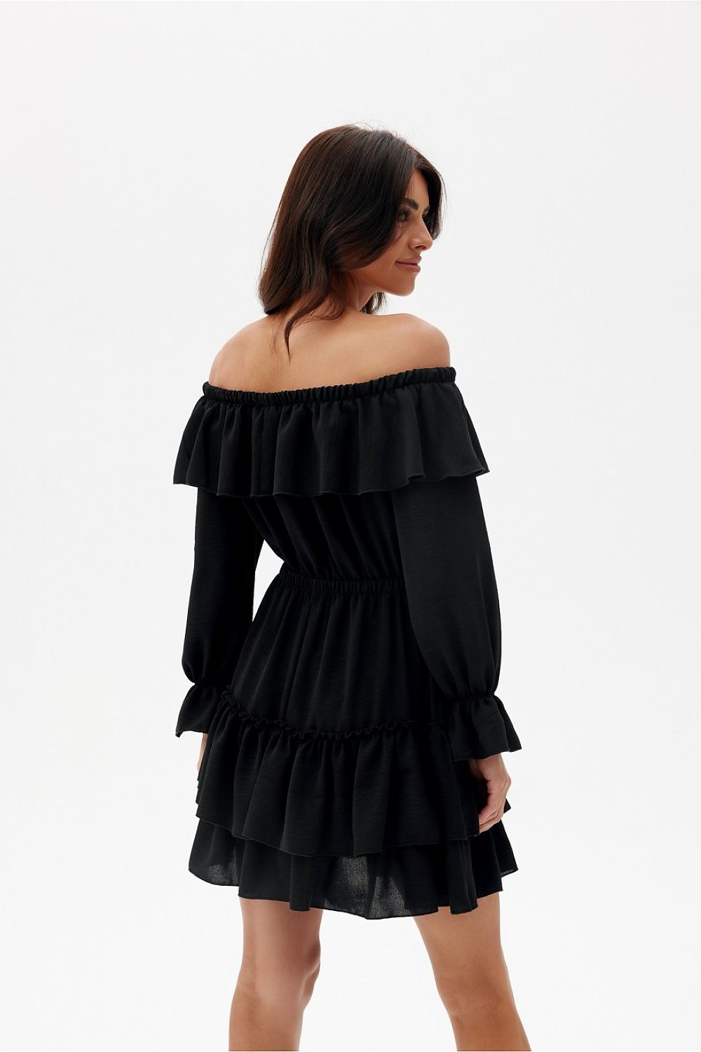 Morella Spanish Mini Dress with Ruffles, Adjustable Neckline, Sizes EU 36-40 by Roco Fashion