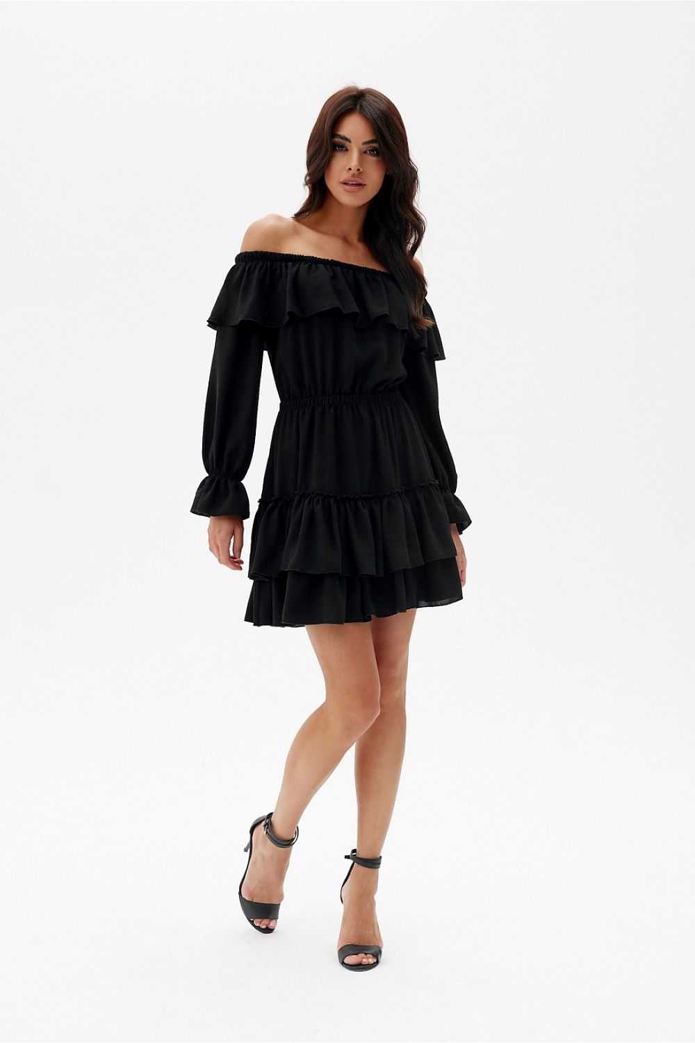 Morella Spanish Mini Dress with Ruffles, Adjustable Neckline, Sizes EU 36-40 by Roco Fashion