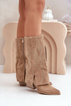 Stylish Mid-Calf Suede Heel Boots with Pointed Toe - Available in EU Sizes 36-41