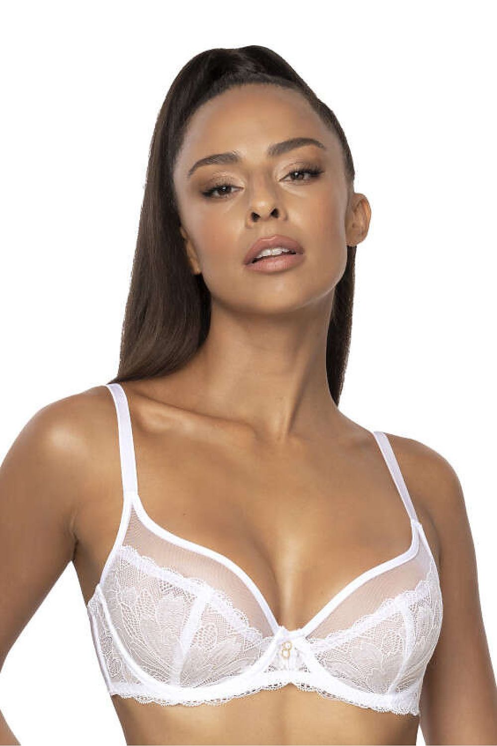 Feminine Soft Lace And Mesh Bra - Elegant White Design, Sizes EU 65-110 B-I