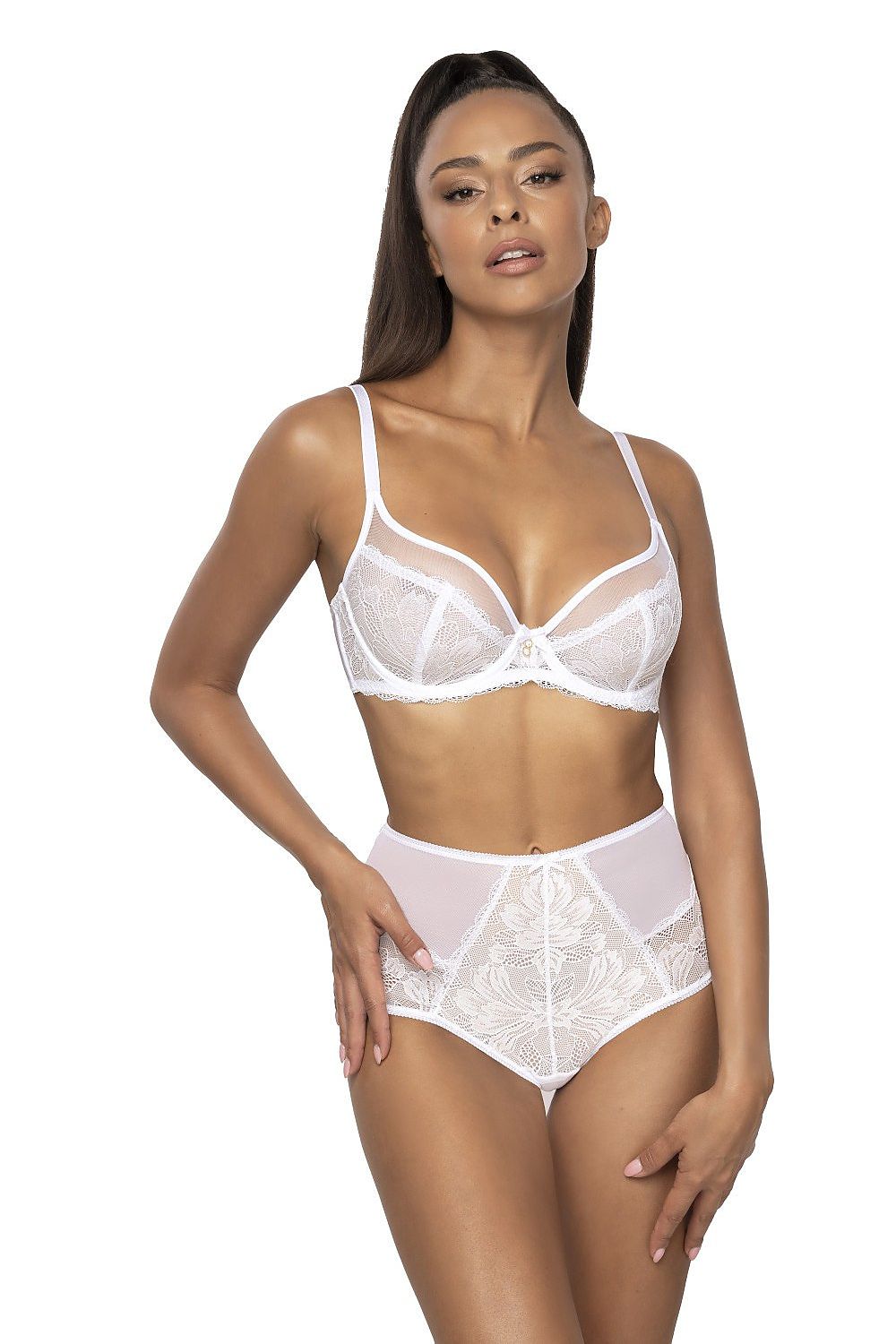 Feminine Soft Lace And Mesh Bra - Elegant White Design, Sizes EU 65-110 B-I