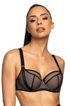Luxury Semi-Padded Bra Denise - Elegant Black Tulle, Adjustable Straps, Sizes EU 65-95