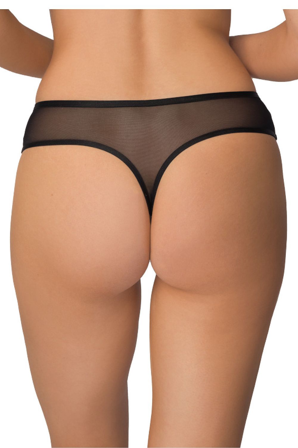 Esme Black Stringi T-Backs Mat with Delicate Mesh Inserts | Sizes EU 36-44