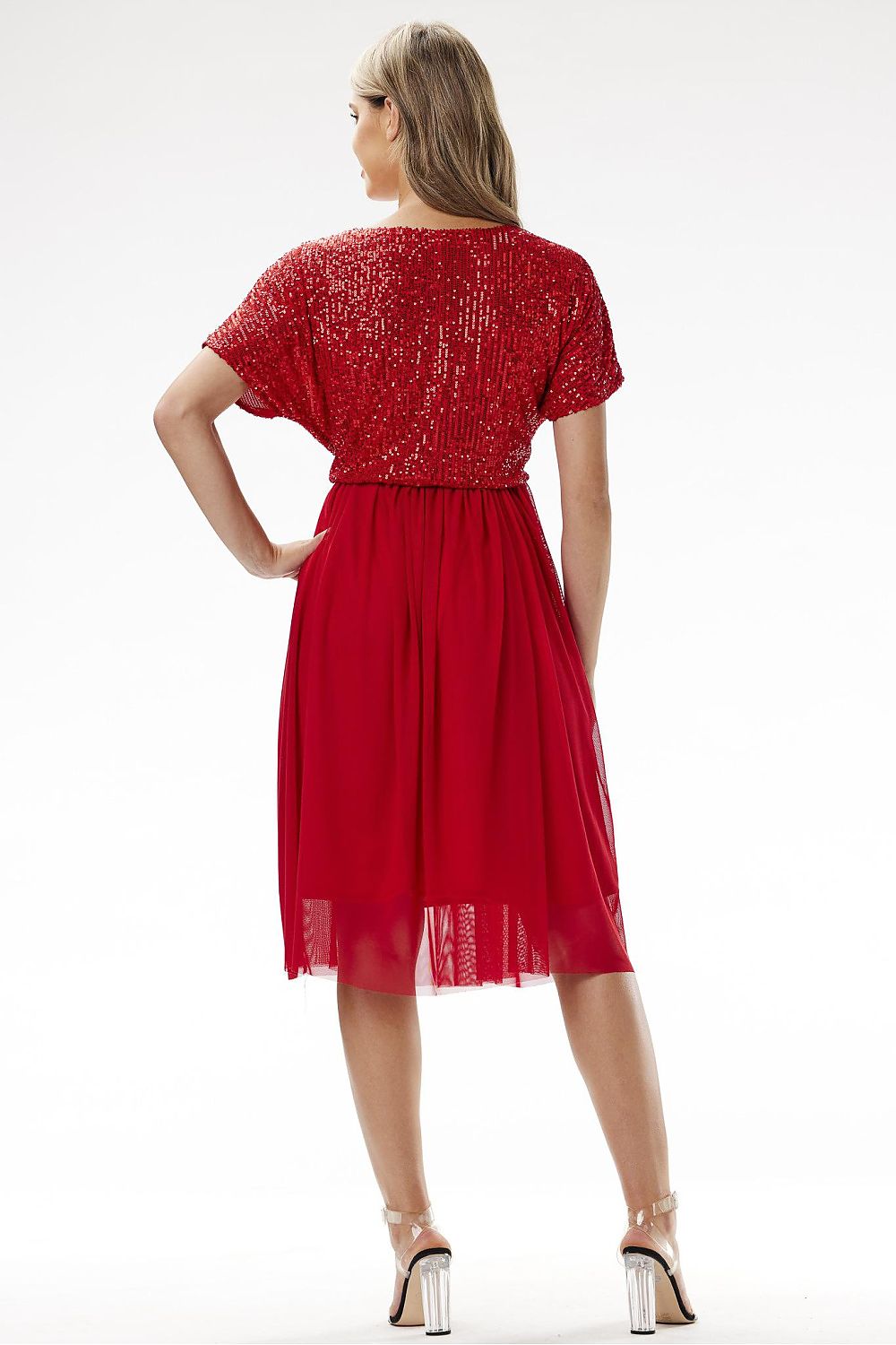 Elegant Awama Kimono Evening Dress with Sequins and Tulle - Sizes EU S to XL | US S to XL