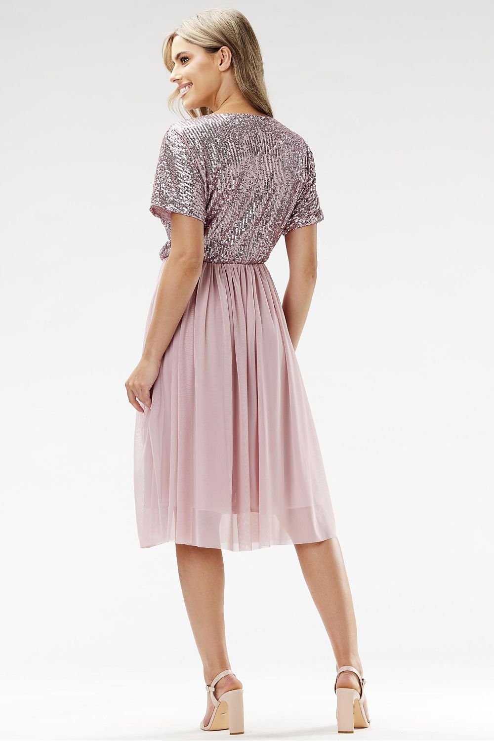 Elegant Awama Kimono Evening Dress with Sequins and Tulle - Sizes EU S to XL | US S to XL