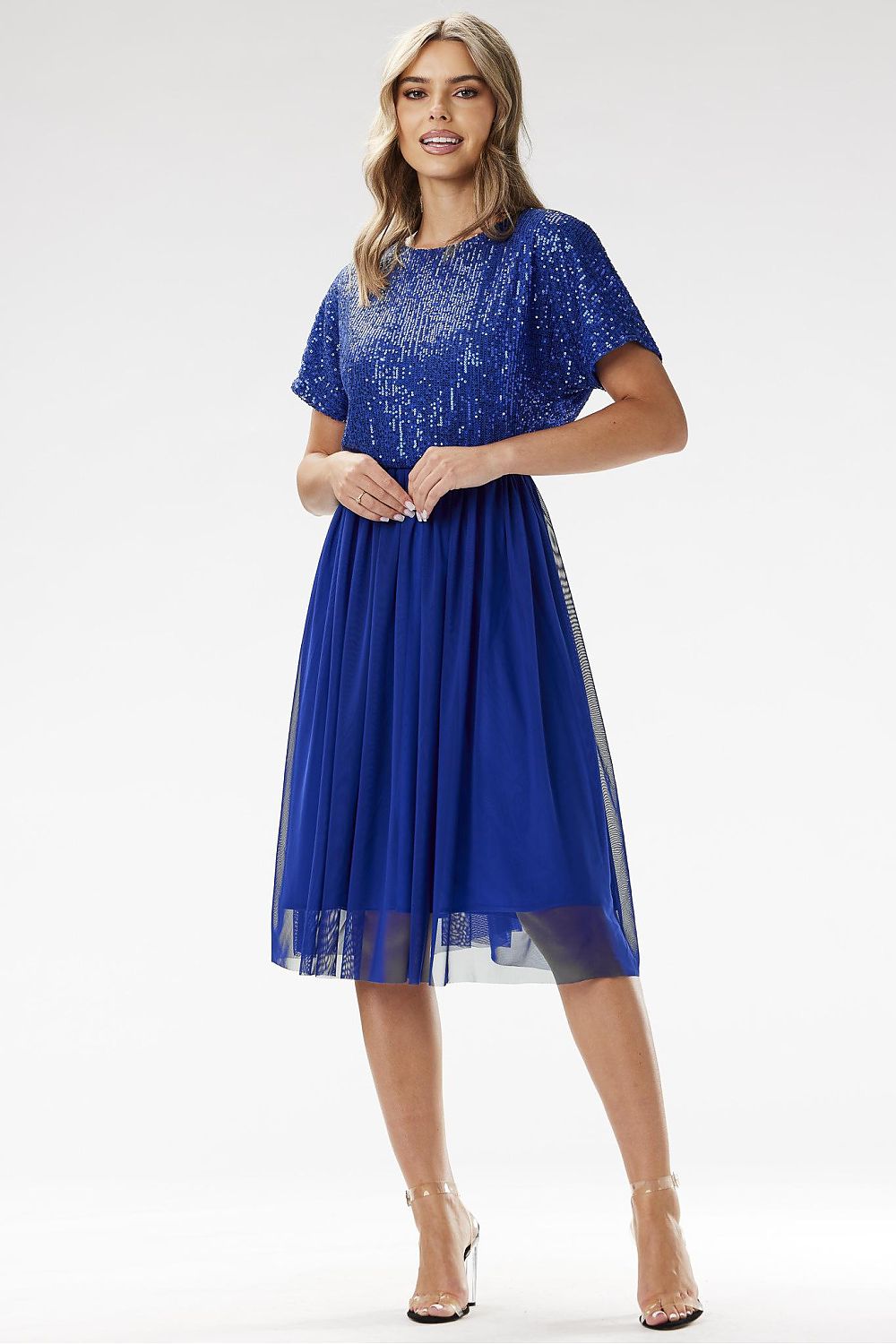 Elegant Awama Kimono Evening Dress with Sequins and Tulle - Sizes EU S to XL | US S to XL