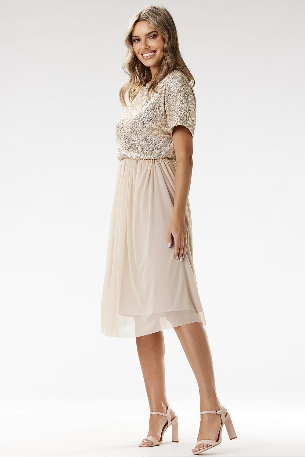 Elegant Awama Kimono Evening Dress with Sequins and Tulle - Sizes EU S to XL | US S to XL