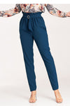 Elegant Women's Figl Trousers with Gold Buckle, EU S-XL | US S-XL, Tapered, Pleated Design