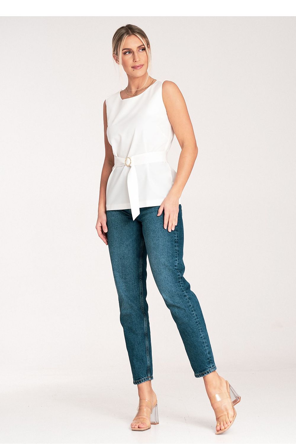 Elegant Figl Trapezoidal Blouse with Gold Buckle | Sizes EU XS-XL | US XS-L