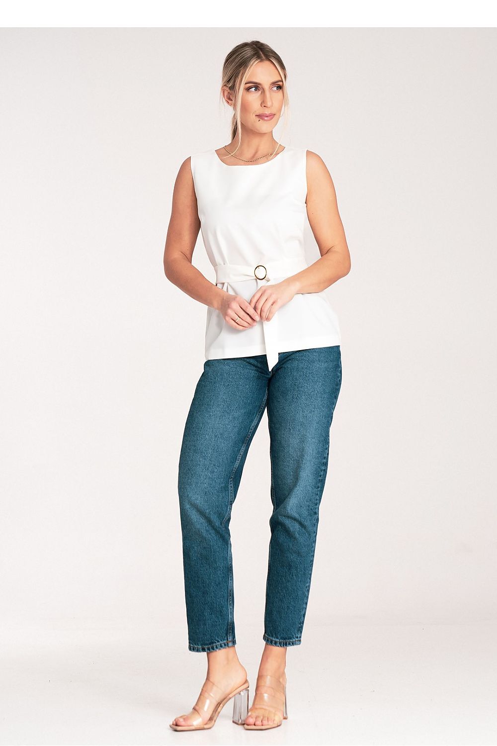 Elegant Figl Trapezoidal Blouse with Gold Buckle | Sizes EU XS-XL | US XS-L