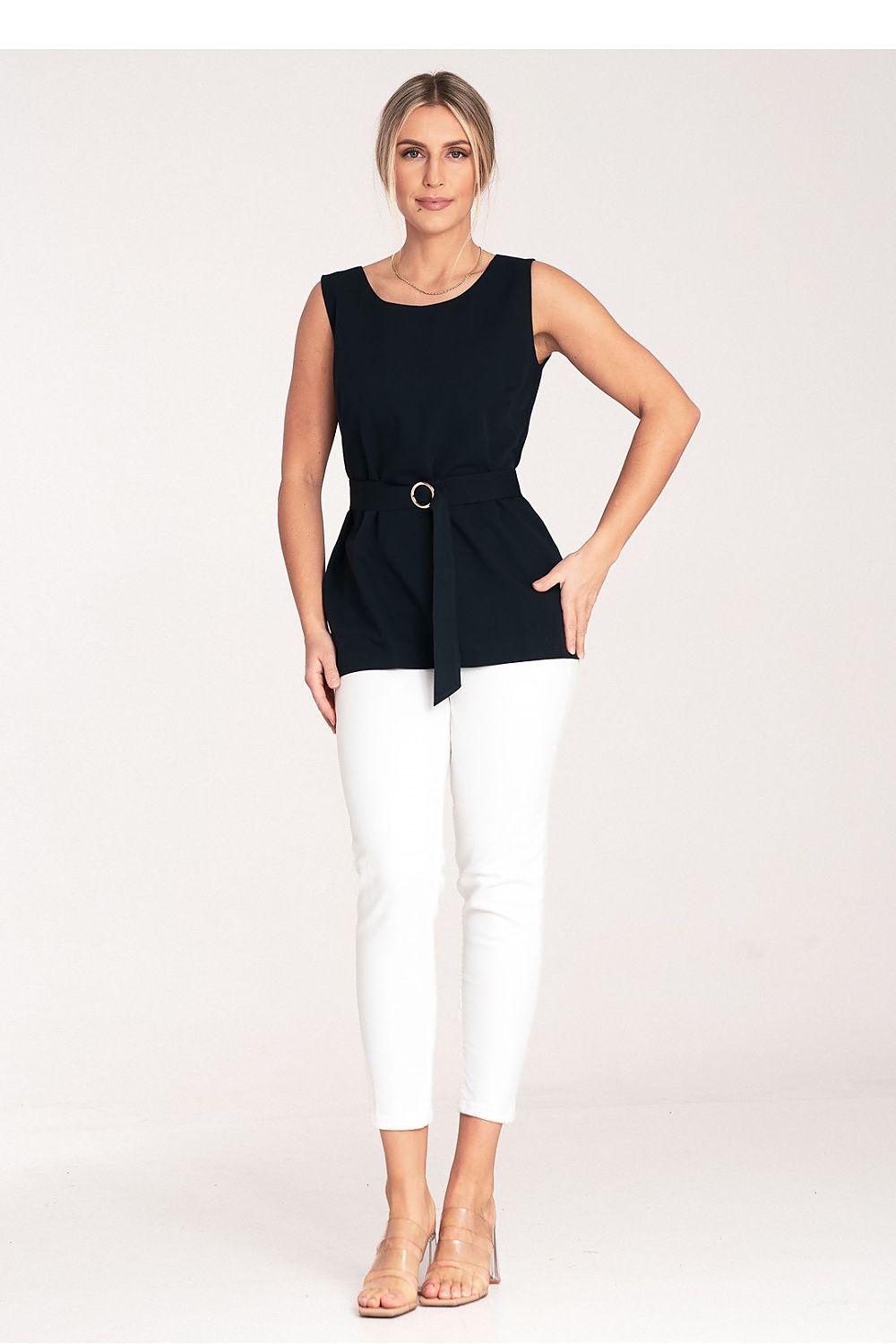 Elegant Figl Trapezoidal Blouse with Gold Buckle | Sizes EU XS-XL | US XS-L
