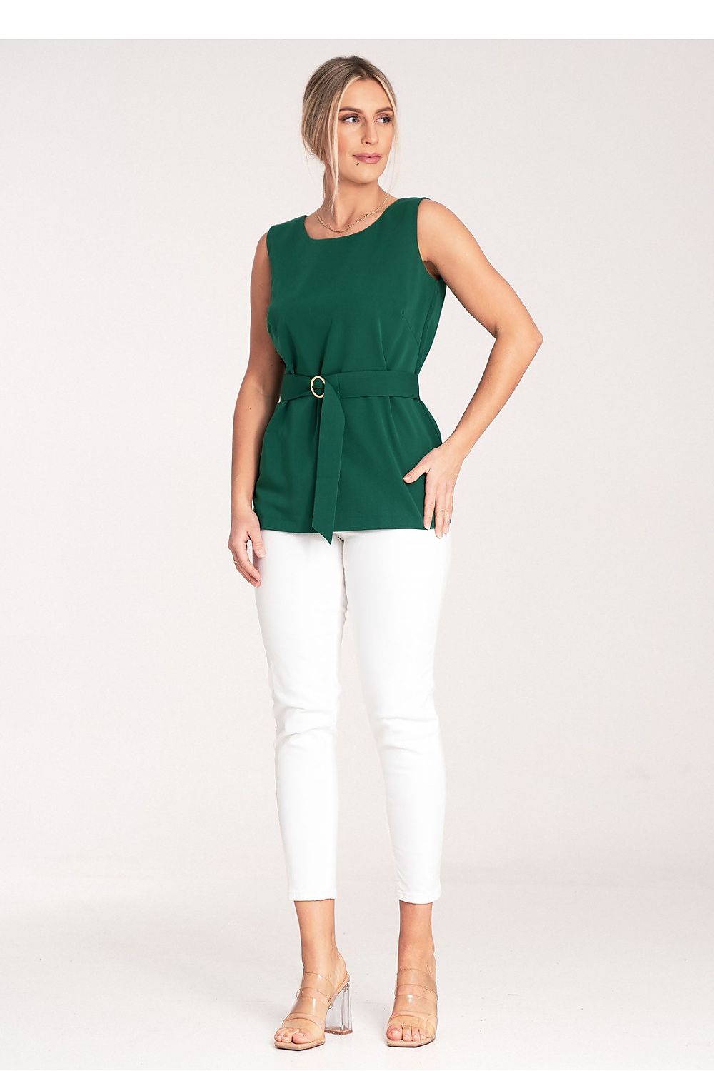Elegant Figl Trapezoidal Blouse with Gold Buckle | Sizes EU XS-XL | US XS-L