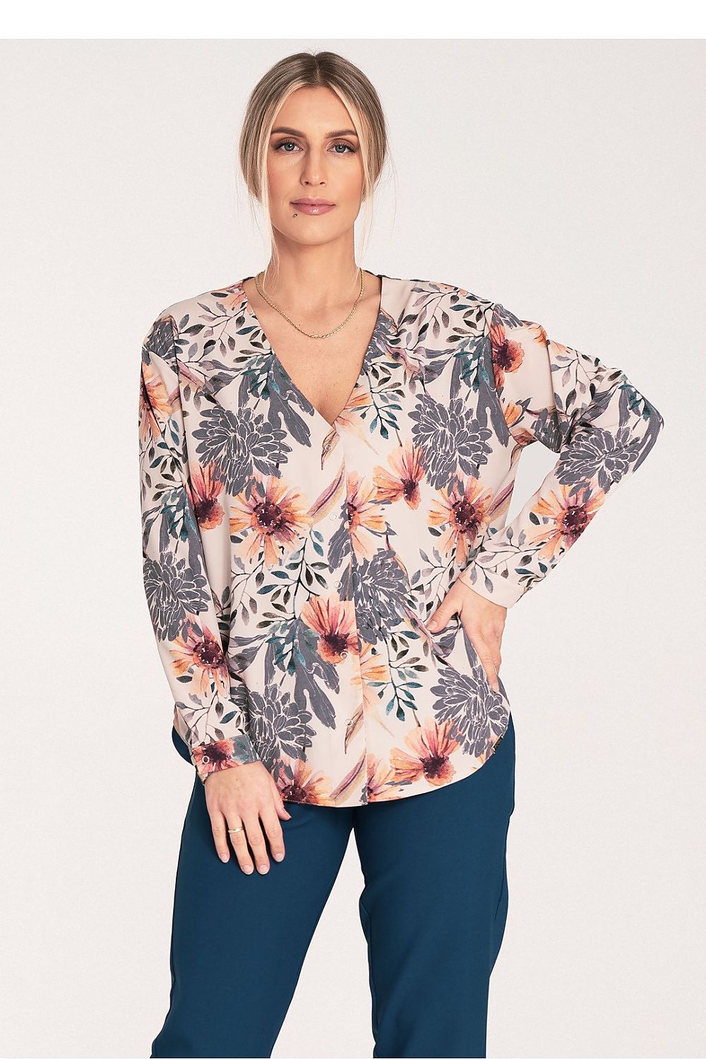 Figl Long Sleeve Shirt With Cheeky Neckline, EU S-XL | US S-XL, Cuff Fastened, Stylish Design