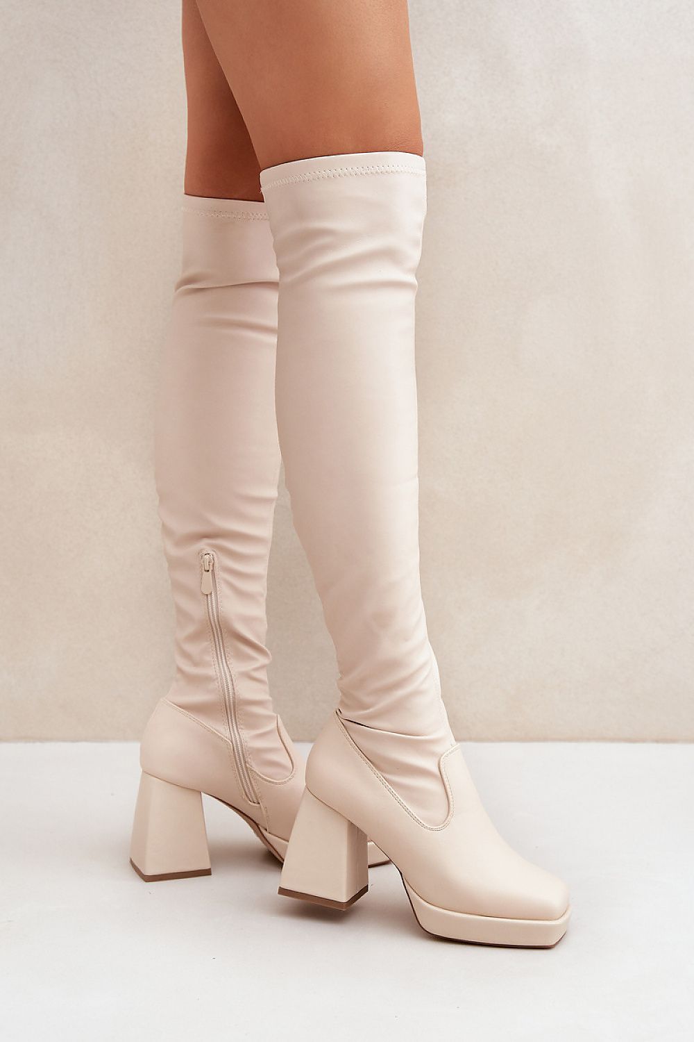 Elegant Over-The-Knee Eco Leather Heel Boots With 9.5Cm Column Heel | EU 36-41 | US 5.5-10.5