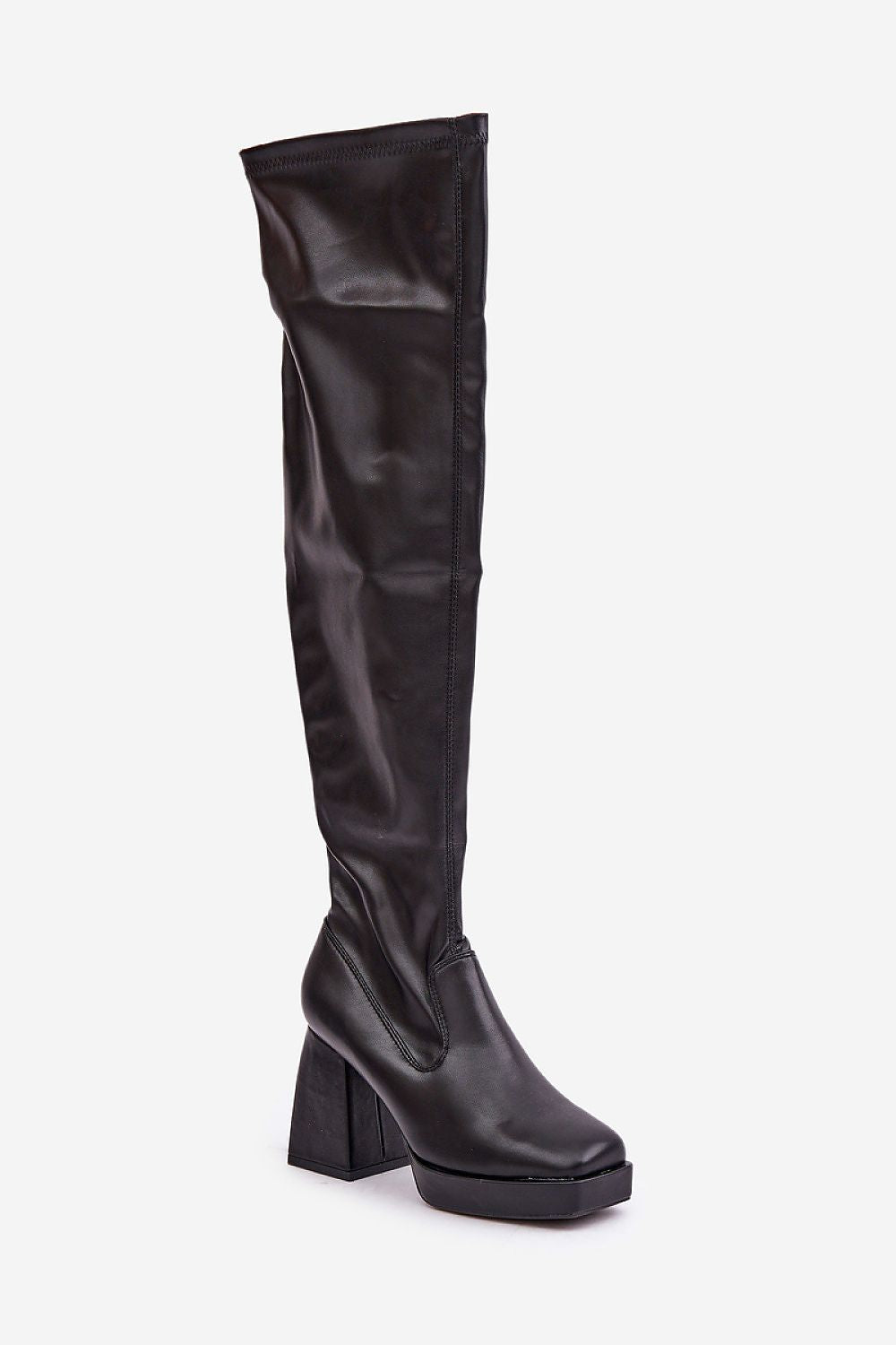 Elegant Over-The-Knee Eco Leather Heel Boots With 9.5Cm Column Heel | EU 36-41 | US 5.5-10.5