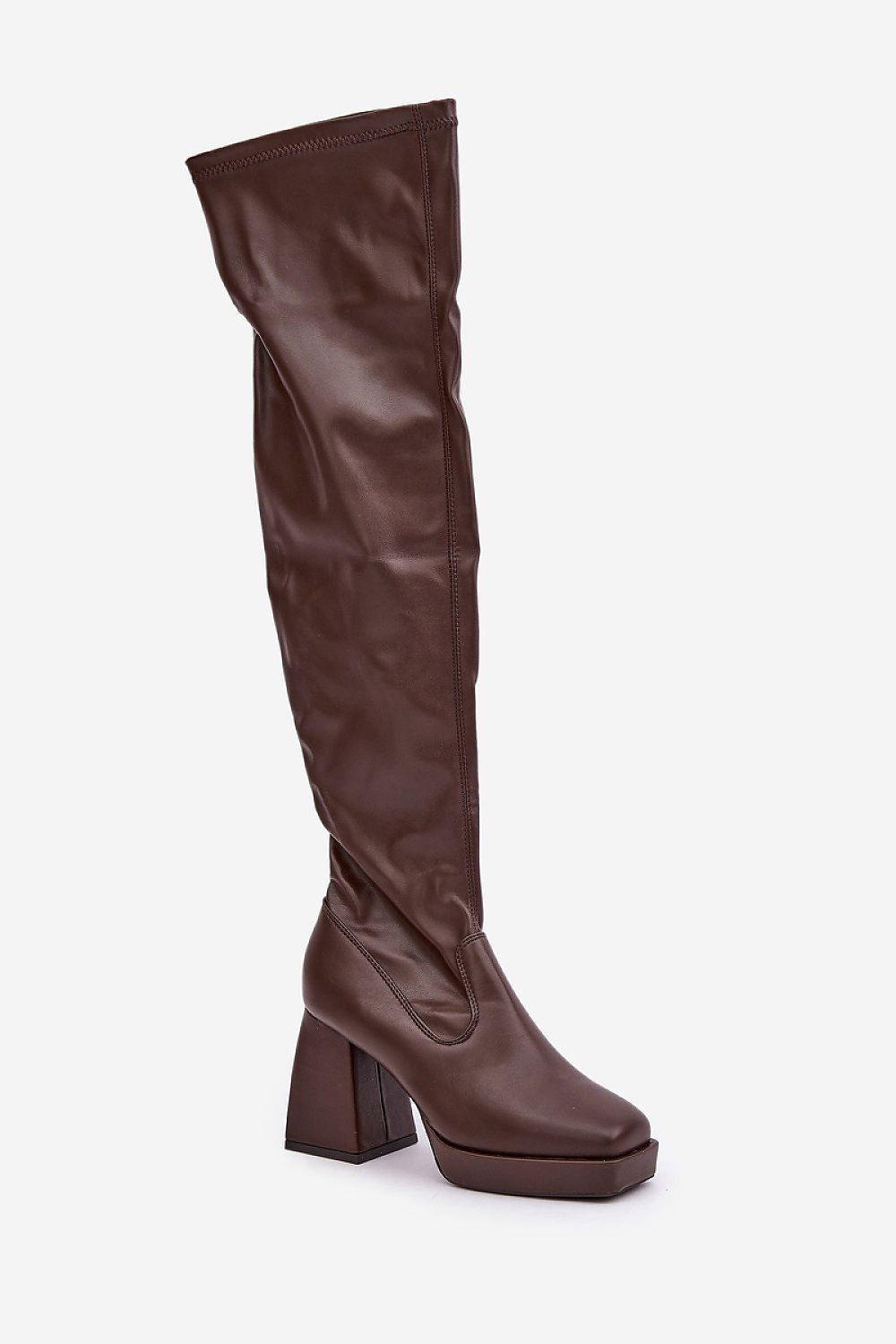 Elegant Over-The-Knee Eco Leather Heel Boots With 9.5Cm Column Heel | EU 36-41 | US 5.5-10.5