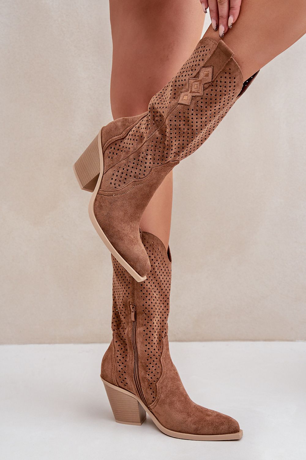 Elegant Women's Cowboy Boots with 7.5cm Heel - EU Sizes 36-41 | Slip-On with Zipper Closure