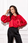 Roco Fashion Luxury Satin Blouse with Long Puffy Sleeves | Sizes EU 36-40, US 4-8