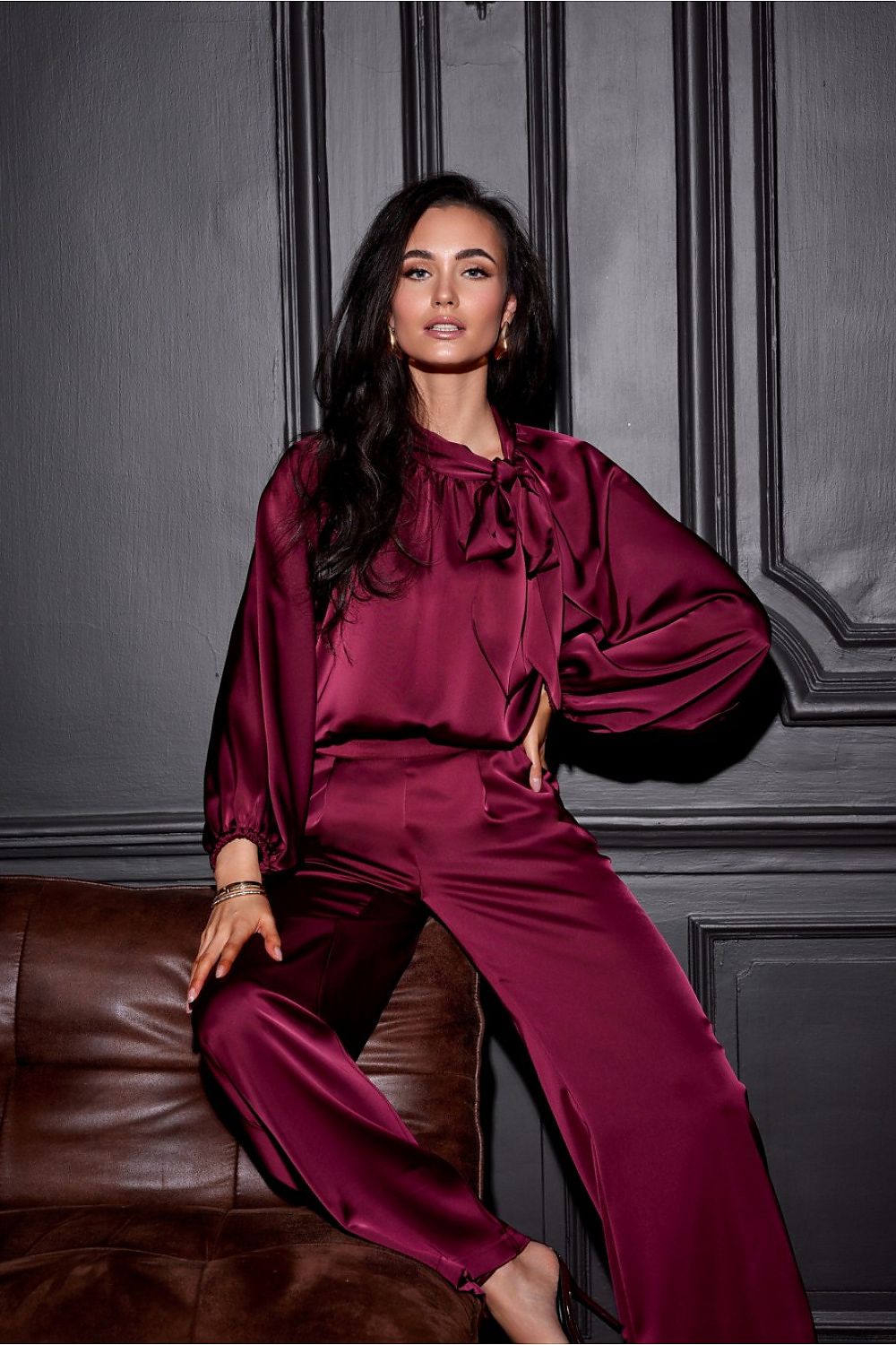Roco Fashion Luxury Satin Blouse with Long Puffy Sleeves | Sizes EU 36-40, US 4-8